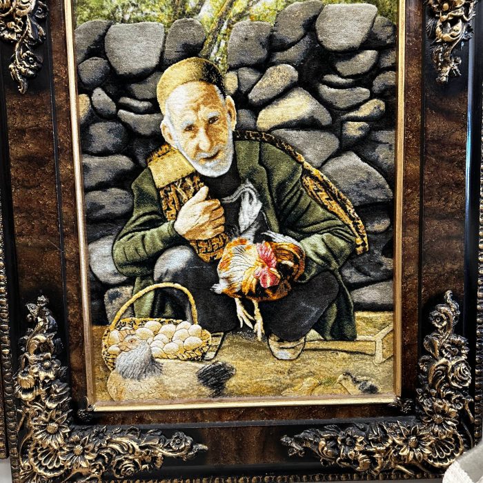 Hand Woven Wool & Silk Tableau Rug size: 3.3 x 2.7 ft (102 x 83 cm)