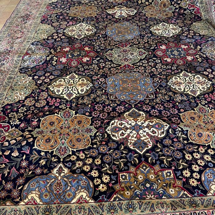 Handmade Wool Persian Qom Rug Size:12.10 x 9.7 ft (369 x 296 cm)