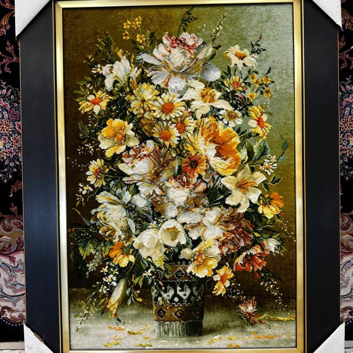Handmade Wool & Silk Tableau Rug Size:1.10 x 2.6 ft (55 x 75 cm)