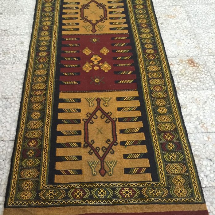Handmade Wool Kilim Shiraz Rug ,Size; 6.8 X 3.2 ft (210 X 98 cm
