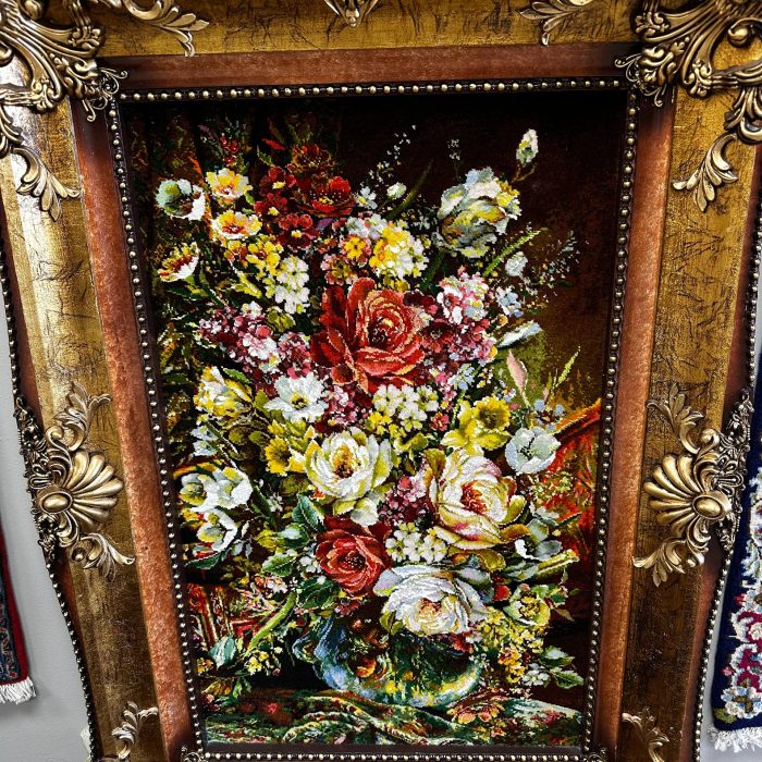 Handmade Wool & Silk Tableau Persian Rug Size: 3.6 x 2.7 ft (110 x 82 cm)