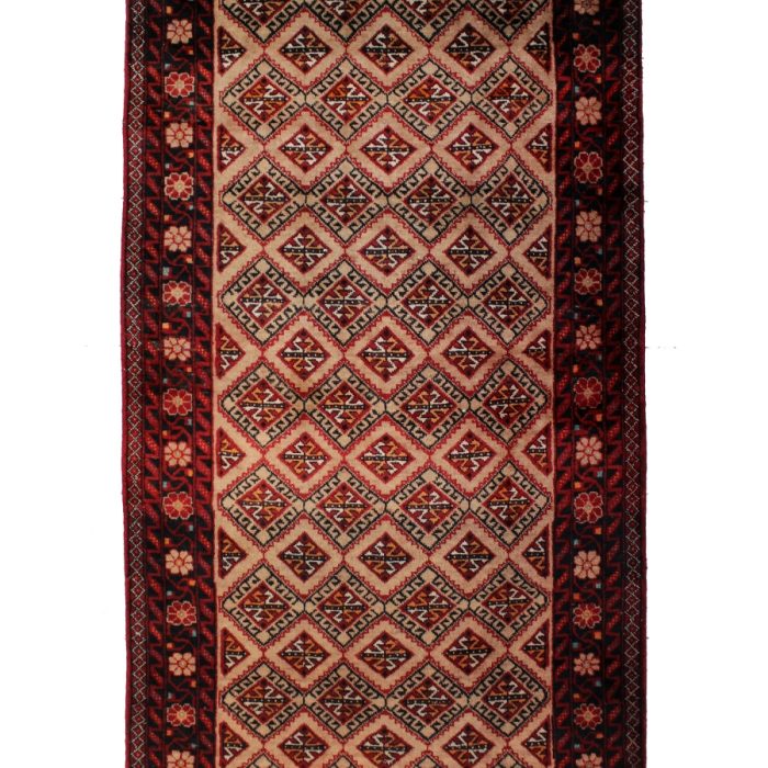 Handmade Wool Baluch Rug 7.3 X 3.7 ft (242 X 118 cm)