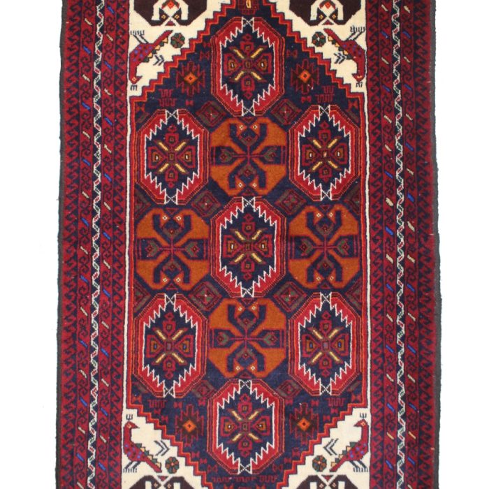 Handmade Wool Baluch Rug 5.11 X 3.3 ft (181 X 100 cm)