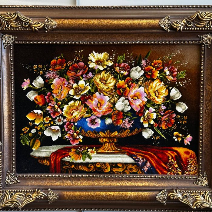 Handmade Wool & Silk Persian Tableau Rug Size: 3.1 x 2.5 ft (94 x 76 cm)