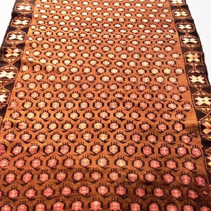 Persian Vintage Handmade Wool Runner Size: 11.10 X 4.2 ft (361 X 127 cm)
