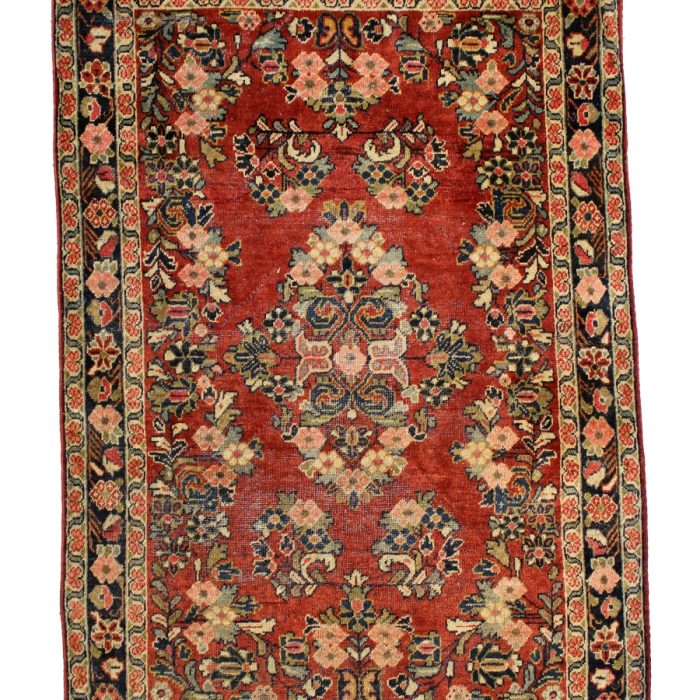 Vintage Handmade Wool Persian Rug , Size; 6.9 X 4.4 ft (206 X 132 cm)