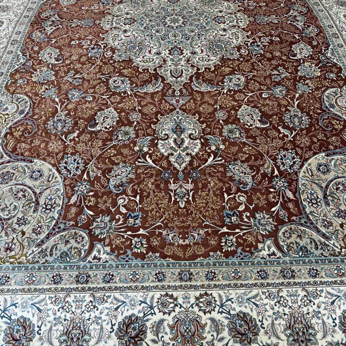 Persian Machin Made Silk Rug Size: 6.7 X 10 ft (200 X 300 cm)