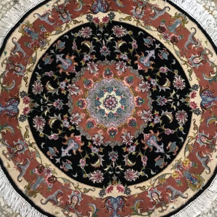 Wool & Silk Persian Rug  3.3 X 3.3 ft (103 X 103 cm)