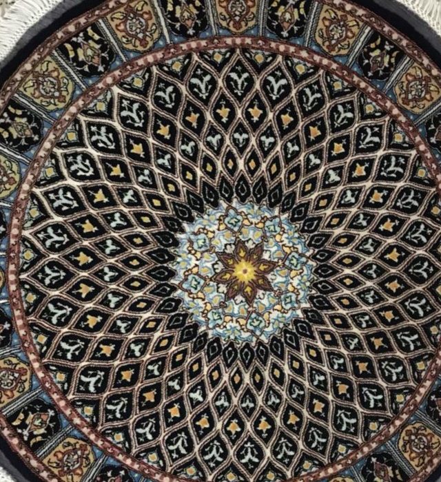 Wool & Silk Persian Rug , Size; 3.3 X 3.3 ft (101 X 101 cm)