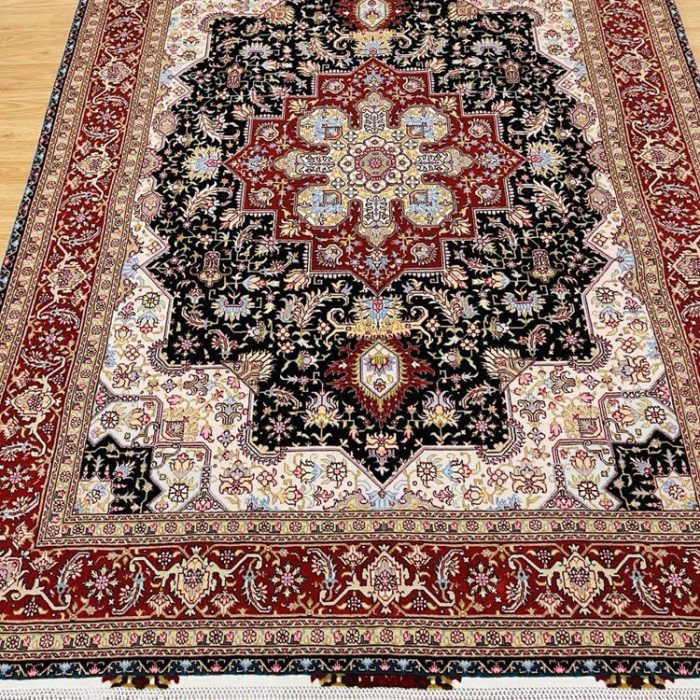 Persian Handmade Wool & Silk Rug Size: 6.11 X 5.1. ft (210 X 154 cm)