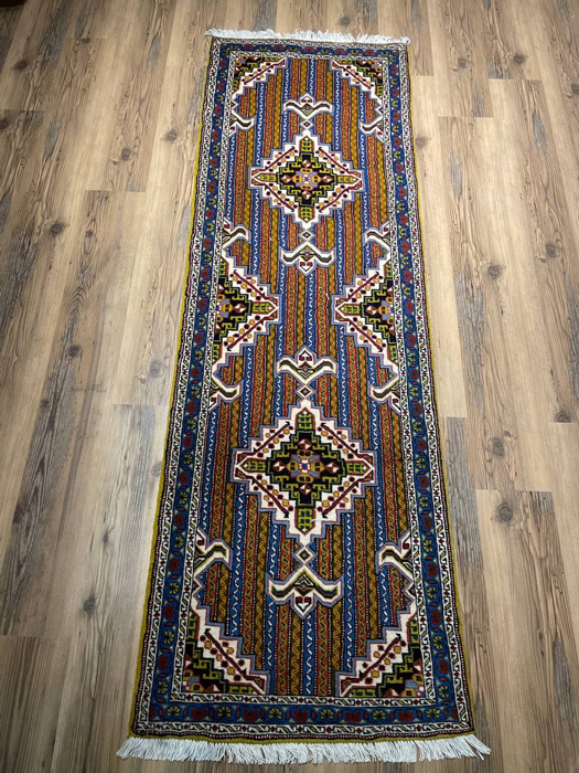 Handmade Wool Runner   7.3X 2.4 ft (220 X 72 cm)