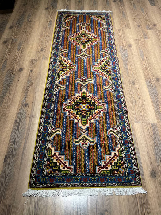 Handmade Wool Runner  7.1X 2.5 ft (215 X 72 cm)