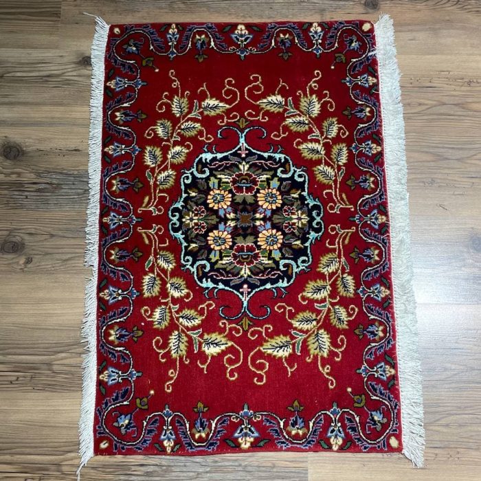 Handmade Persian Kashan Wool Rug Size:3.2 X 2.1 ft (95 X 62 cm)