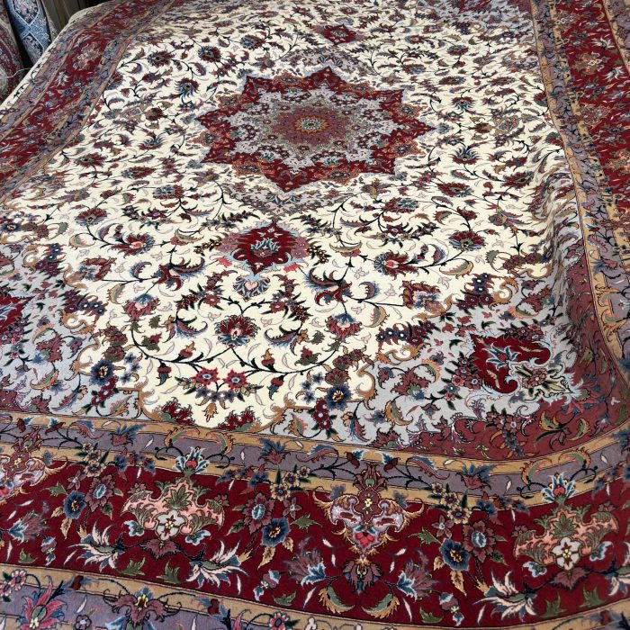 Persian Tabriz Wool & Silk  Rug Size: 11.10 x 8.3 ft (360 X 250 cm)