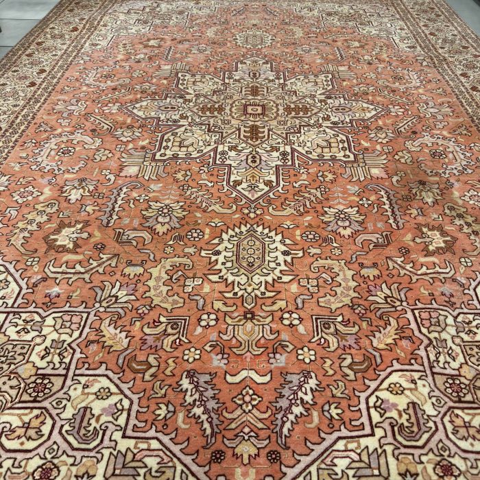 Handmade Wool & Silk Heriz Persian Tabriz Rug Size: 6.7 X 10 ft (201 X 305 cm)