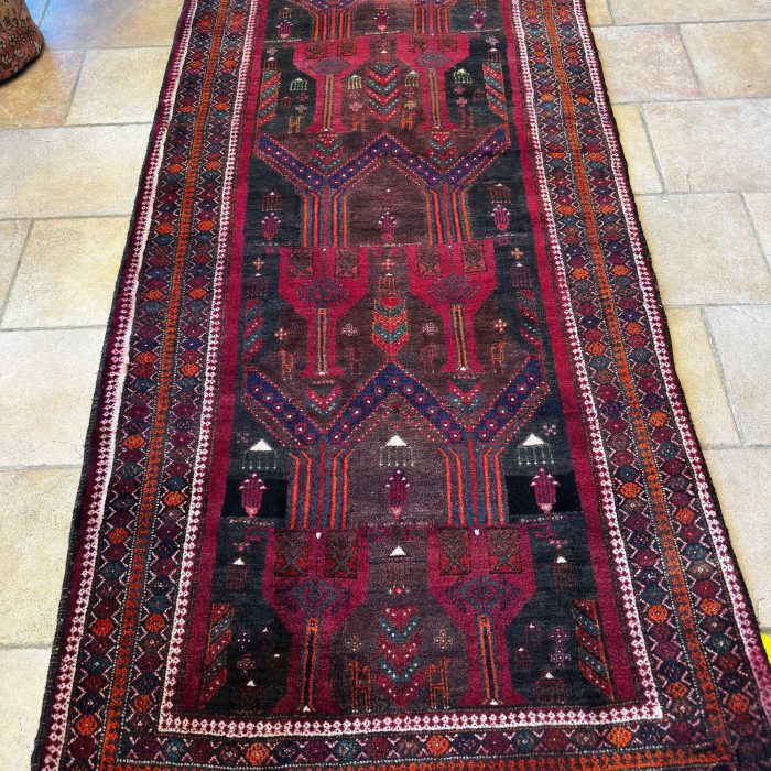 Handmade Wool Baluch Rug Size: 8.3 X 3.10 ft (252 X 117 cm) AS IS